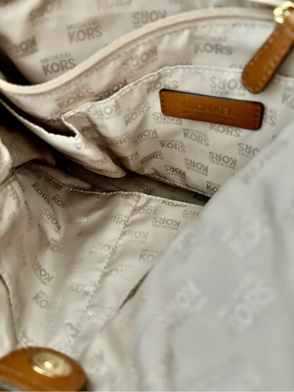 Michael Kors Brown Leather Hobo Bag with Gold Hardware
